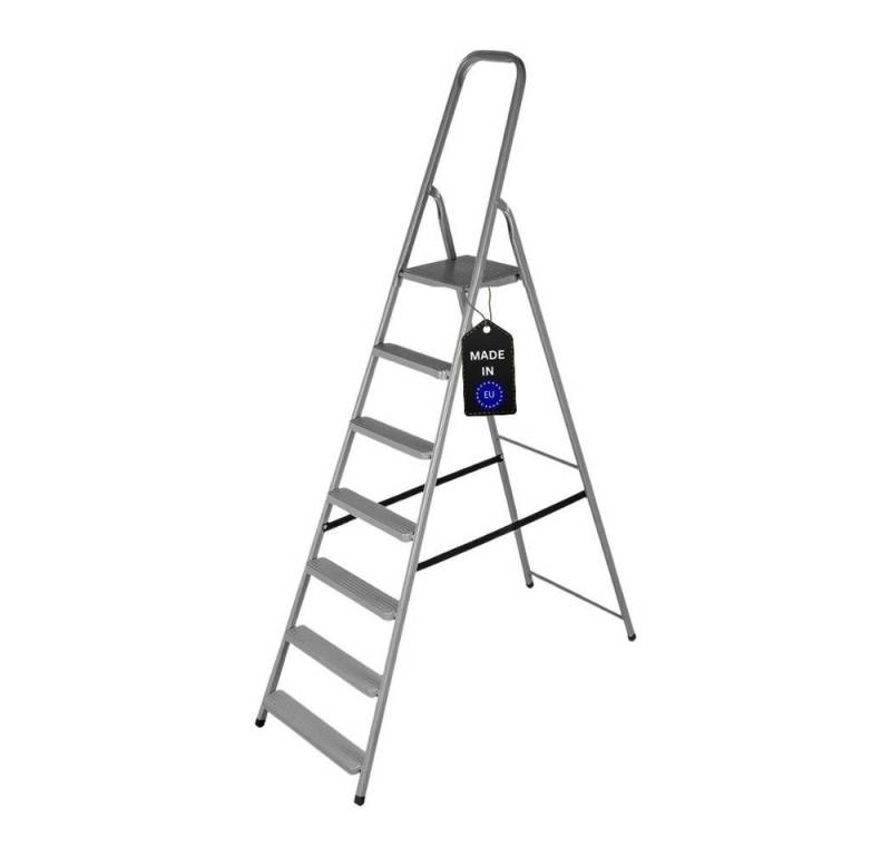PROREGAL® Stehleiter Stufenstehleiter ECONOMY BASIC aus Stahl, 7 Stufen, Anthrazit von PROREGAL®