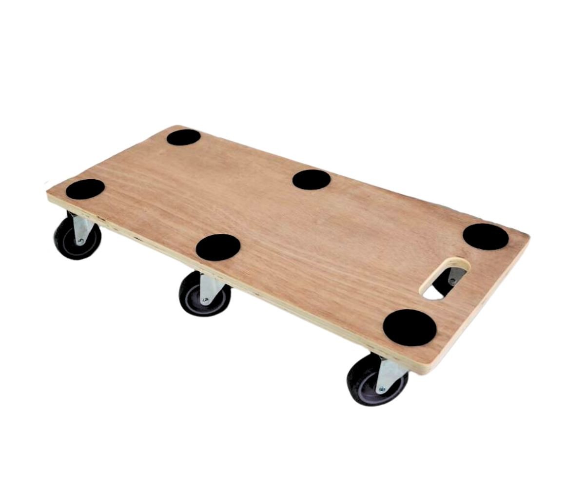 PROREGAL® Transportroller 6 Rollen 11x30x68cm Traglast 300kg Sperrholzplatte Braun 1 Stück von PROREGAL®