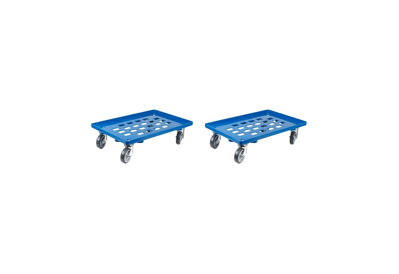PROREGAL® Transportroller SparSet 2x Transportroller für Euroboxen, Blau, Rasterdeck, 4 Räder von PROREGAL®