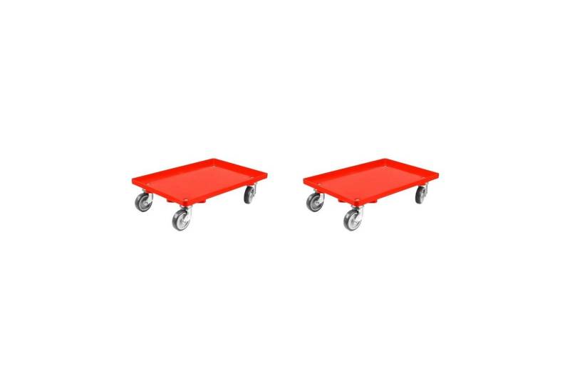 PROREGAL® Transportroller SparSet 2x Transportroller für Euroboxen 60x40cm, Rot, 4 Räder von PROREGAL®