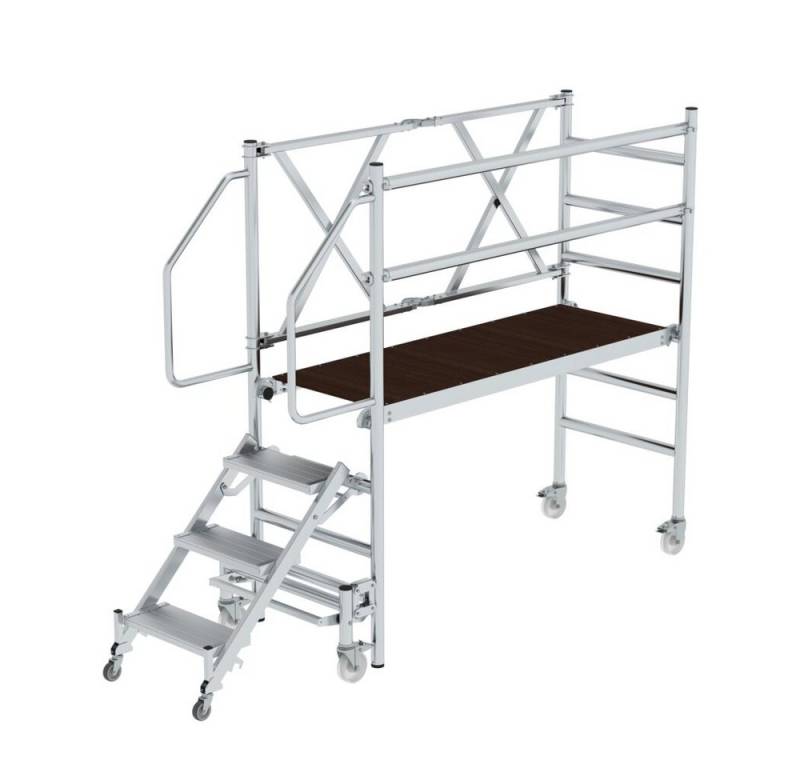 PROREGAL® Trittleiter Montageplattform mit Treppenzustieg Plattformgröße 180x60cm von PROREGAL®