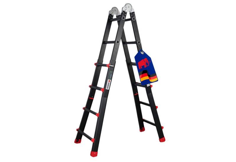 PROREGAL® Vielzweckleiter APOLLO 3-in-1 Aluminium 4x4 Sprossen 4 m Höhe 150kg Traglast Schwarz von PROREGAL®