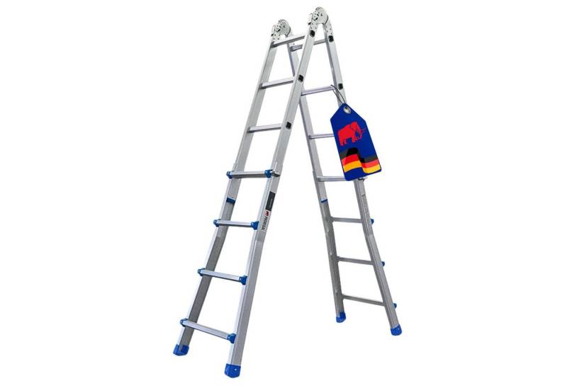 PROREGAL® Vielzweckleiter APOLLO 3-in-1 Aluminium 4x4 Sprossen 4 m Höhe 150kg Traglast Silber von PROREGAL®