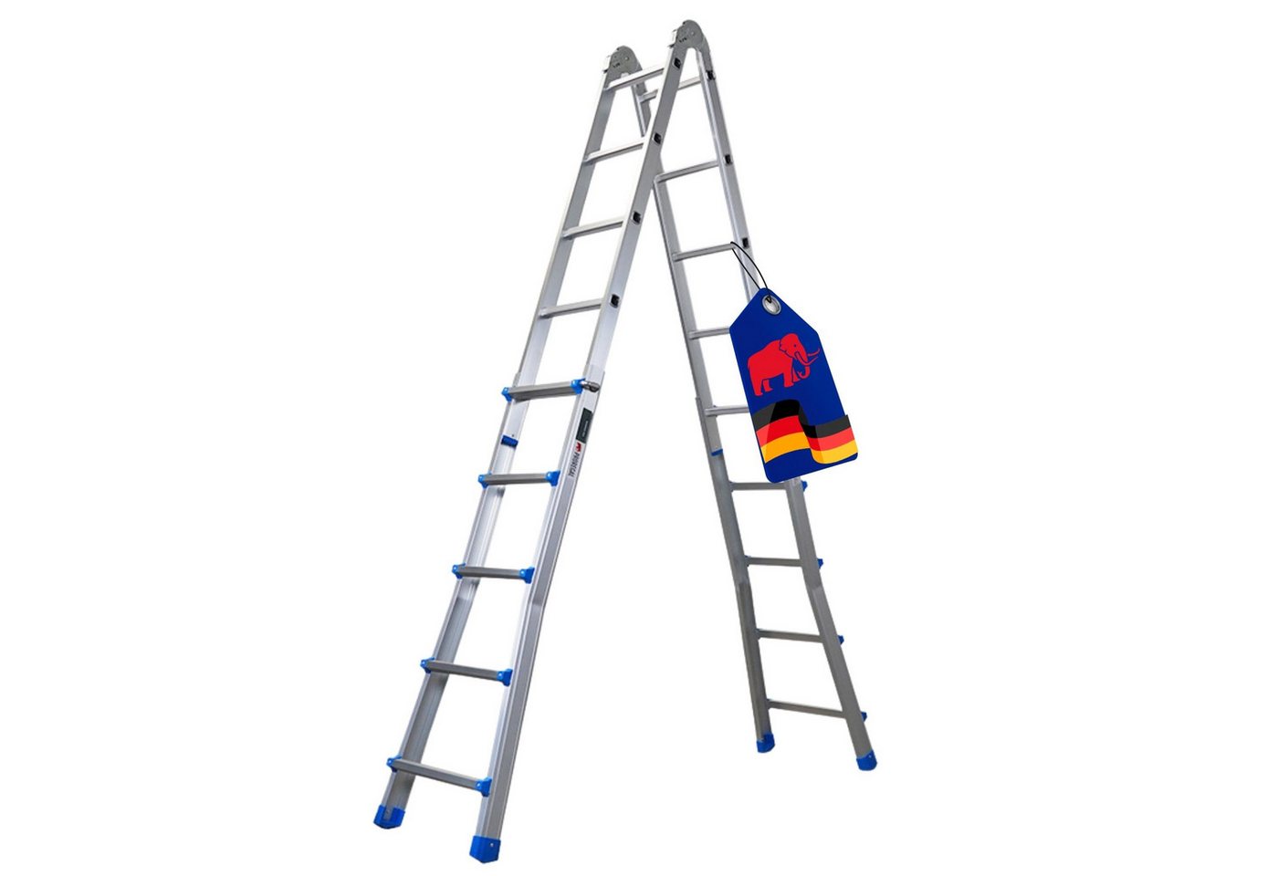 PROREGAL® Vielzweckleiter APOLLO 3-in-1 Aluminium 4x5 Sprossen 5 m Höhe 150kg Traglast Silber von PROREGAL®