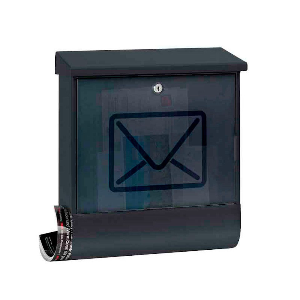 PROREGAL® Wandbriefkasten Wandbriefkasten Lucenta transparentem Zeitungsfach, 18,6L, Anthrazit von PROREGAL®