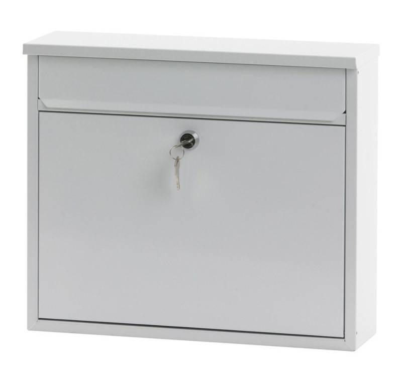 PROREGAL® Wandgarderobe Wandbriefkasten Granadan aus Stahl mit Einwurfsklappe, Weiß von PROREGAL®