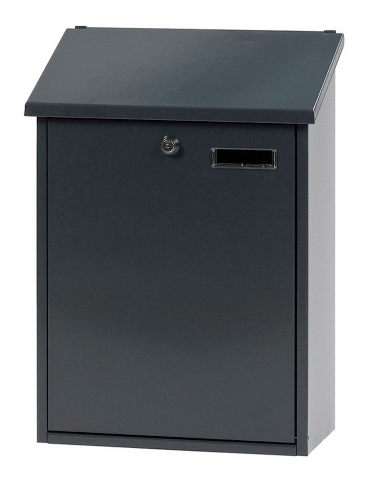 PROREGAL® Wandgarderobe Wandbriefkasten Sebastian mit Schrägdach & Namensschild, Anthrazit von PROREGAL®