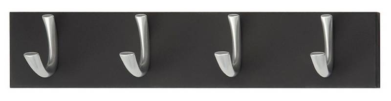 PROREGAL® Wandgarderobe Wandgarderobe aus Holz, 4 Haken aus Metall, HxBxT8x40xcm, Anthrazit von PROREGAL®