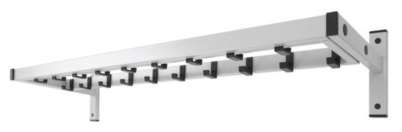 PROREGAL® Wandgarderobe Wandgarderobe mit 19 Haken in zwei Reihen, Grau von PROREGAL®
