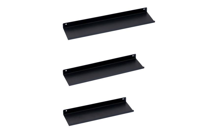 PROREGAL® Wandregal Metall 3er Set Matte Schwarz Schweberegal Wandboards Wanddeko & Ablage von PROREGAL®