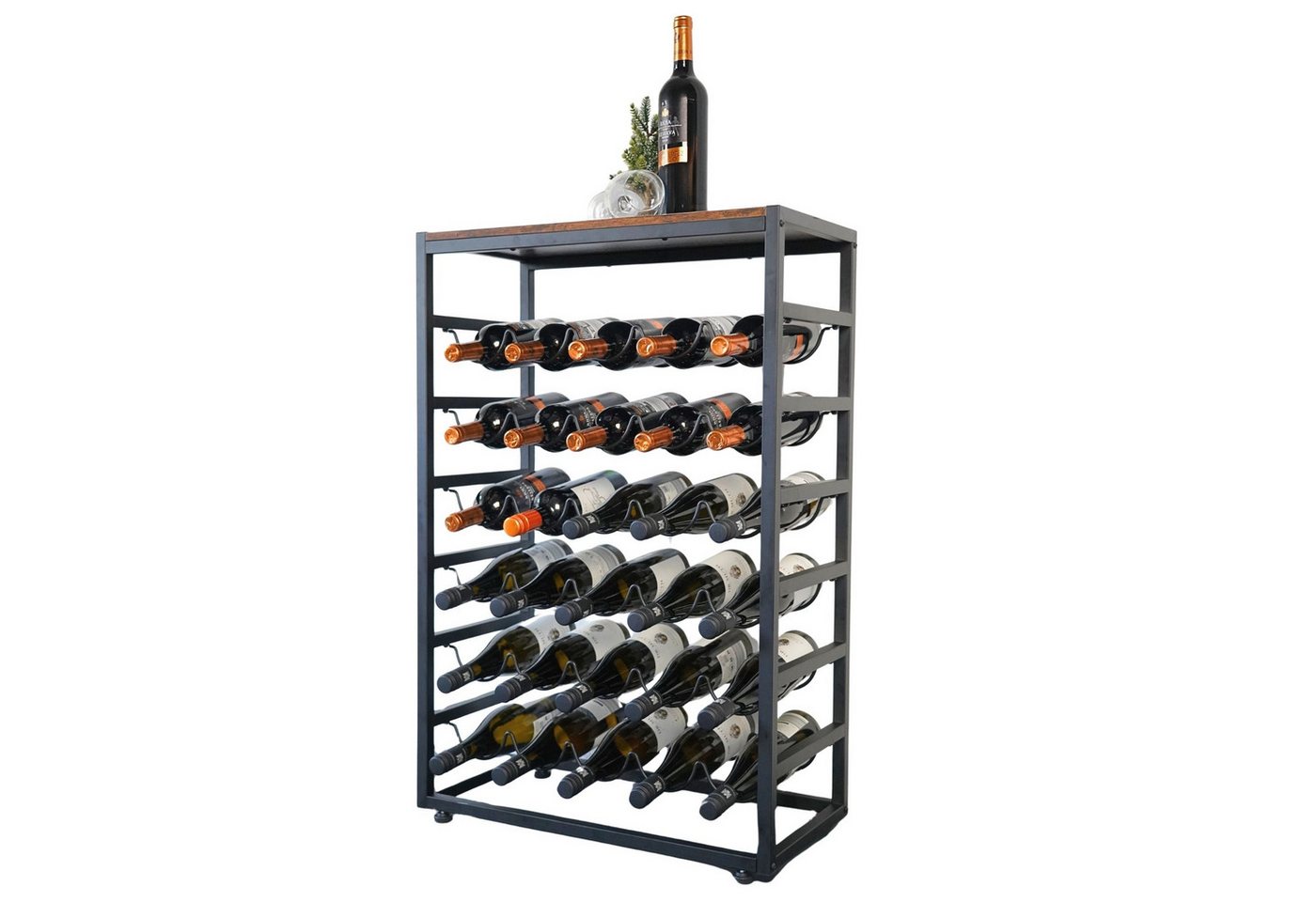 PROREGAL® Weinregal Bordeaux HxBxT 88x59x30cm 30 Flaschen + Ablage Schwarz/Bambus von PROREGAL®