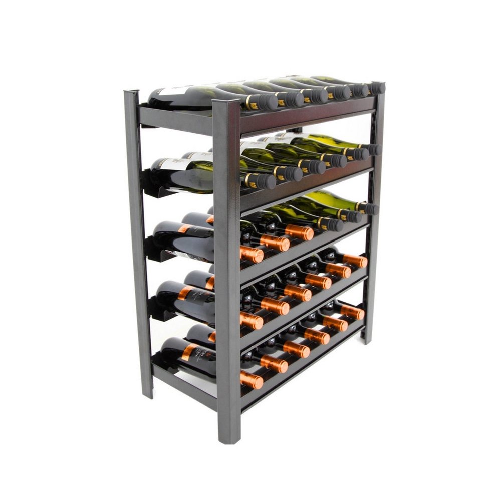PROREGAL® Weinregal TOSKANA 75x60x30cm 30 Flaschen auf 5 Ebenen Schwarz, 30 Flaschen auf 5 Ebenen von PROREGAL®