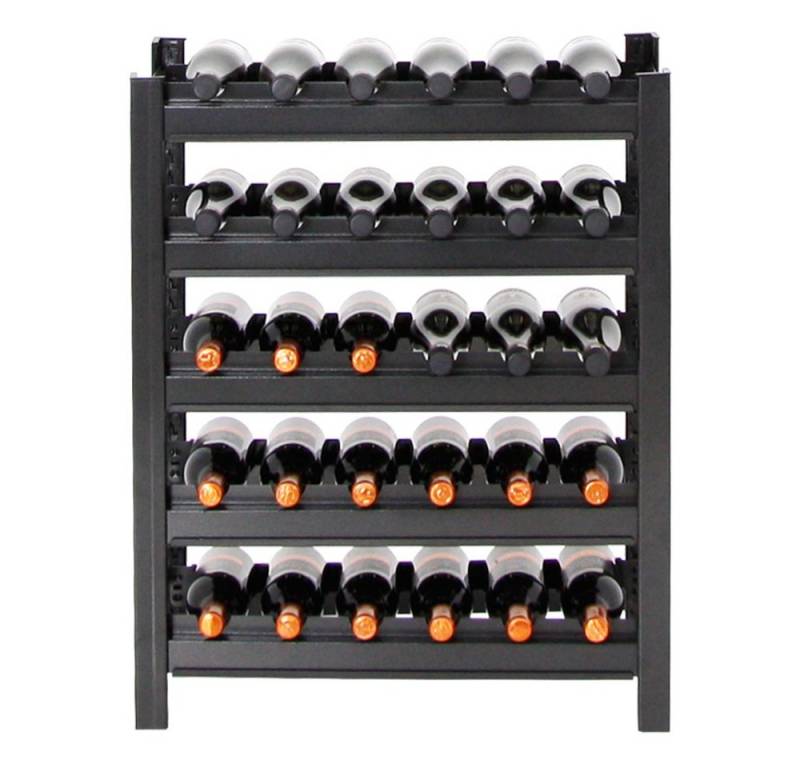 PROREGAL® Weinregal TOSKANA aus Metall HxBxT 75x60x30cm 30 Flaschen auf 5 Ebenen Schwarz, Einfache werkzeuglose Steckmontage & stabile Konstruktion von PROREGAL®