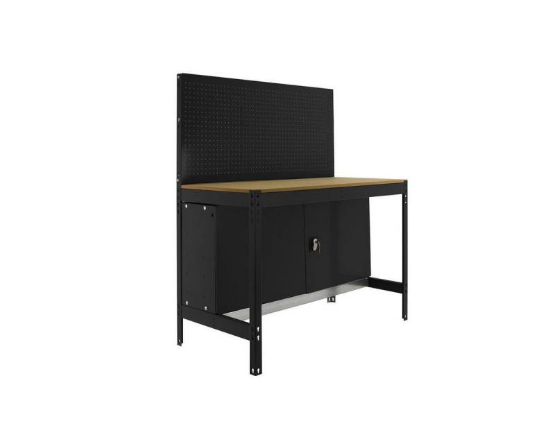 PROREGAL® Werkbank BUFFALO mit Werkzeugwand und Schrank, 84x120x61cm, Traglast 600kg von PROREGAL®