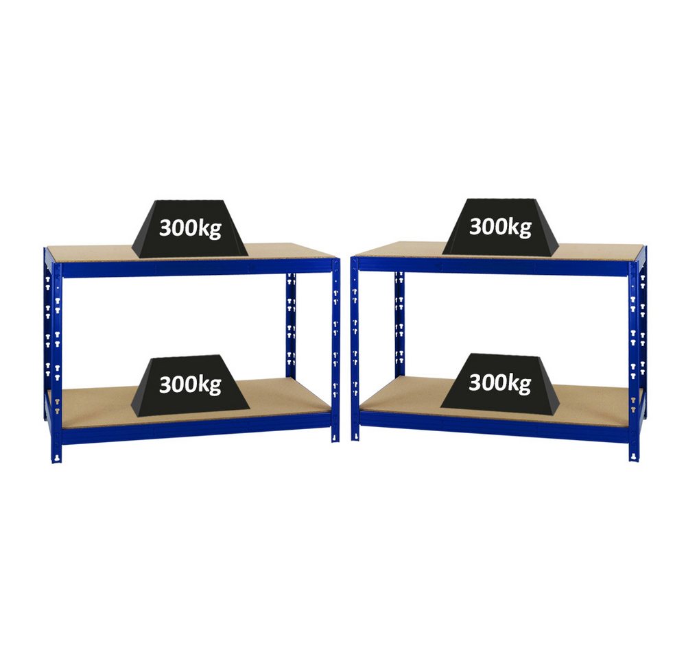 PROREGAL® Werkbank MegaDeal 2 Stück Tiger 300kg pro Fachboden 90x140x60cm Blau von PROREGAL®