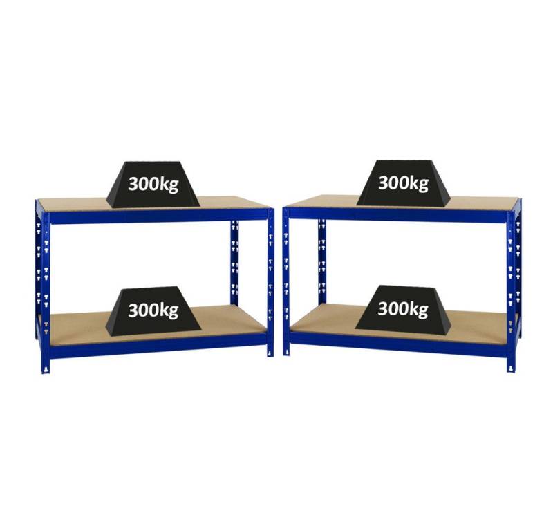 PROREGAL® Werkbank MegaDeal 2 Stück Tiger 300kg pro Fachboden 90x140x60cm Blau von PROREGAL®