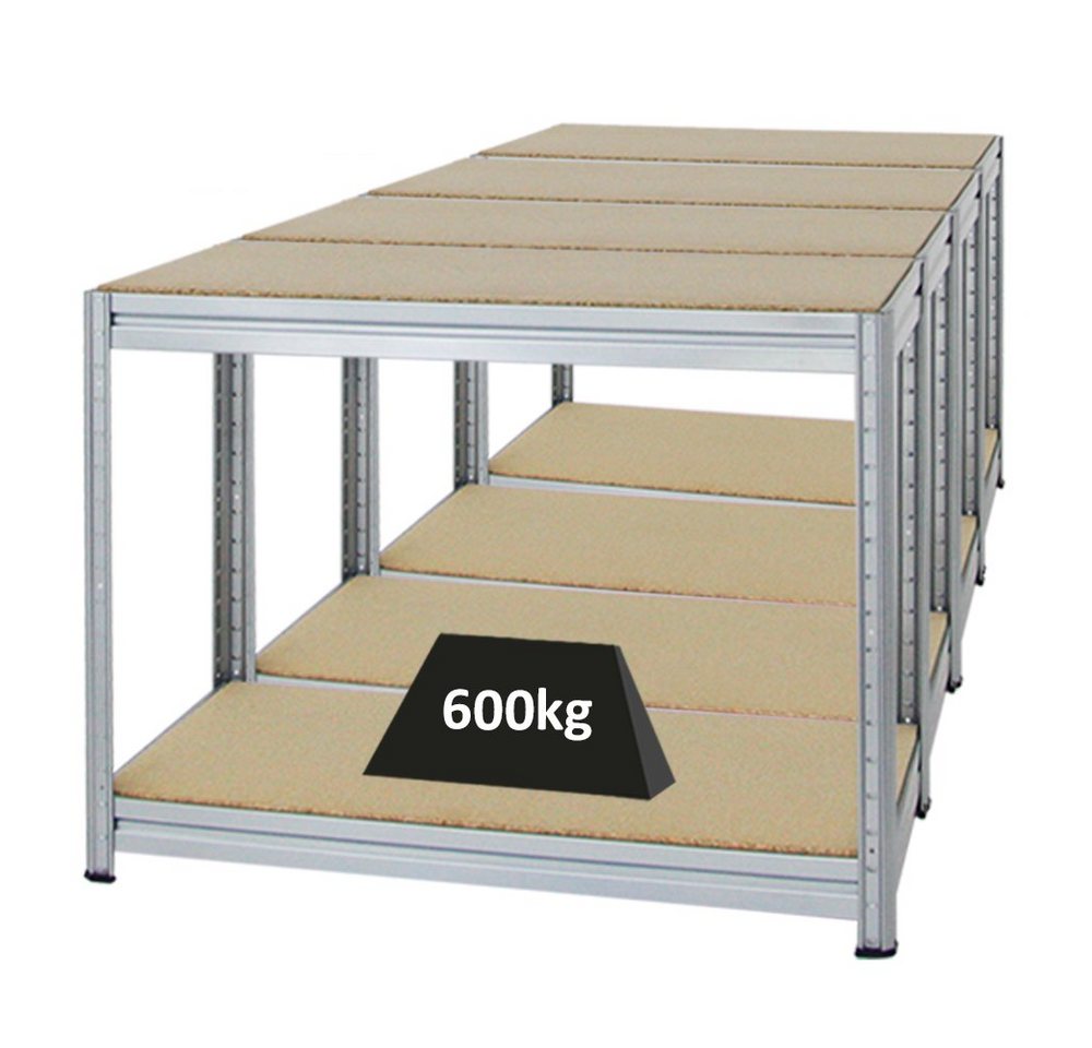 PROREGAL® Werkbank MegaDeal 4x Höhenverstellbare Werkbank DINO HxBxT 90x120x60cm Verzinkt, Höhe der Einlegeböden lässt sich in 5 cm Schritten anpassen. von PROREGAL®