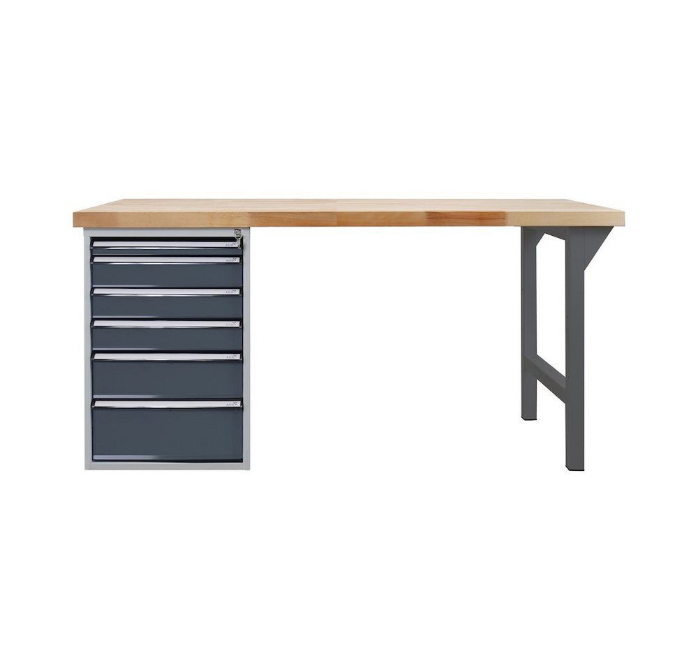 PROREGAL® Werkbank Werkbank Rhino Plus mit 6 Schubladen, HxBxT 84x150x70cm, Grau von PROREGAL®