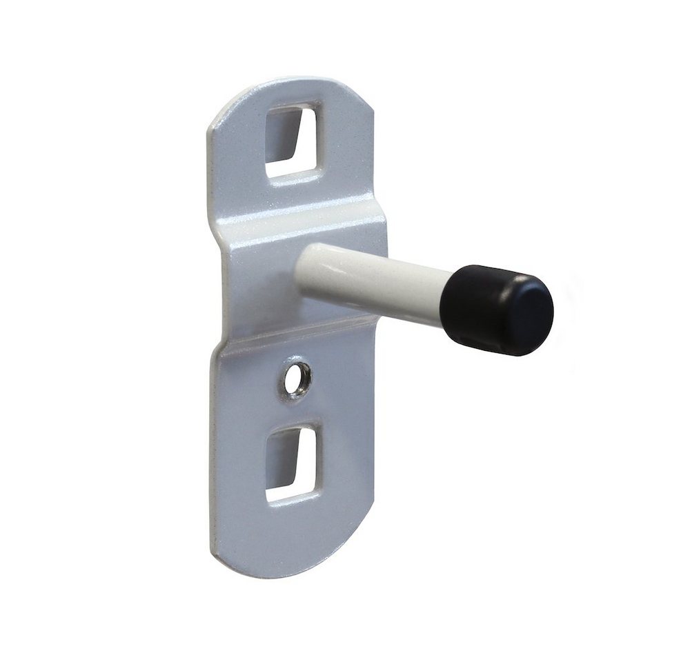 PROREGAL® Werkzeughalter Werkzeughalter mit geradem Hakenende für Lochplatte, 2,5cm, Weiß von PROREGAL®
