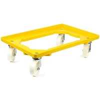 Transportroller für Euroboxen 60x40cm mit Kunststoffräder gelb Offenes Deck 4 Lenkrollen Traglast 300kg Kistenroller Logistikroller Rollwagen von PROREGAL - AUFBEWAHRUNG FÜR PROFIS