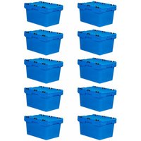 SparSet 10x Conical Mehrweg-Stapelbehälter mit Krokodildeckel Blau HxBxT 34,9x41x61cm 58 Liter Lagerbox Eurobox Transportbox Transportbehälter von PROREGAL - AUFBEWAHRUNG FÜR PROFIS