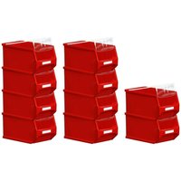 Proregal-aufbewahrung Für Profis - SparSet 10x Rote Sichtlagerbox 3.0 mit Abdeckung HxBxT 12,5x14,5x23,5cm 2,8 Liter Sichtlagerbehälter, von PROREGAL - AUFBEWAHRUNG FÜR PROFIS