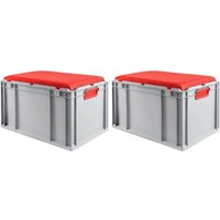 SparSet 2x Eurobox NextGen Seat Box Rot HxBxT 36,5x40x60cm 65 Liter Griffe geschlossen Eurobehälter, Sitzbox, Transportbox, Transportbehälter, von PROREGAL - AUFBEWAHRUNG FÜR PROFIS