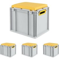 SparSet 4x Eurobox NextGen Seat Box Gelb HxBxT 36,5x30x40cm 30 Liter Griffe offen Eurobehälter, Sitzbox, Transportbox, Transportbehälter, von PROREGAL - AUFBEWAHRUNG FÜR PROFIS