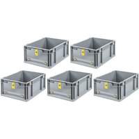 SparSet 5x Eurobox NextGen Insight Cover HxBxT 17x30x40 16 Liter Niedrig/Gelb Eurobehälter, Transportbox, Transportbehälter, Stapelbehälter - Grau von PROREGAL - AUFBEWAHRUNG FÜR PROFIS