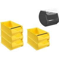 SparSet 5x Gelbe Sichtlagerbox 5.1 mit Griffstange & Abdeckung HxBxT 20x30x50cm 21,8 Liter Sichtlagerbehälter, Sichtlagerkasten, von PROREGAL - AUFBEWAHRUNG FÜR PROFIS