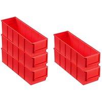 SparSet 5x Rote Industriebox 300 s HxBxT 8,1x9,1x30cm 1,6 Liter Sichtlagerkasten, Sortimentskasten, Sortimentsbox, Kleinteilebox - Rot von PROREGAL - AUFBEWAHRUNG FÜR PROFIS