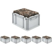 SparSet 6x Eurobox NextGen Seat Box Camouflage HxBxT 26,5x30x40cm 20 Liter Griffe geschlossen Eurobehälter, Sitzbox, Transportbox, Transportbehälter, von PROREGAL - AUFBEWAHRUNG FÜR PROFIS