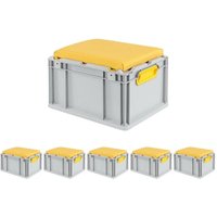 SparSet 6x Eurobox NextGen Seat Box Gelb HxBxT 26,5x30x40cm 20 Liter Griffe geschlossen Eurobehälter, Sitzbox, Transportbox, Transportbehälter, von PROREGAL - AUFBEWAHRUNG FÜR PROFIS