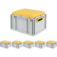 SparSet 6x Eurobox NextGen Seat Box Gelb HxBxT 26,5x30x40cm 20 Liter Griffe offen Eurobehälter, Sitzbox, Transportbox, Transportbehälter, von PROREGAL - AUFBEWAHRUNG FÜR PROFIS