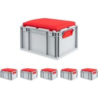 SparSet 6x Eurobox NextGen Seat Box Rot HxBxT 26,5x30x40cm 20 Liter Griffe geschlossen Eurobehälter, Sitzbox, Transportbox, Transportbehälter, von PROREGAL - AUFBEWAHRUNG FÜR PROFIS