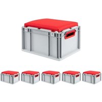 SparSet 6x Eurobox NextGen Seat Box Rot HxBxT 26,5x30x40cm 20 Liter Griffe offen Eurobehälter, Sitzbox, Transportbox, Transportbehälter, von PROREGAL - AUFBEWAHRUNG FÜR PROFIS