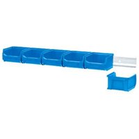 Wandleiste mit 6x Blaue Sichtlagerbox 1.0 HxBxT 6,1x60,5x10cm Wandhalterung, Kleinteileaufbewahrung, Sortimentsboxhalterung - Blau von PROREGAL - AUFBEWAHRUNG FÜR PROFIS