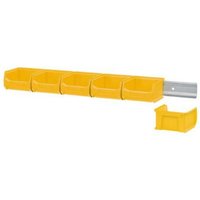 Wandleiste mit 6x Gelbe Sichtlagerbox 1.0 HxBxT 6,1x60,5x10cm Wandhalterung, Kleinteileaufbewahrung, Sortimentsboxhalterung - Gelb von PROREGAL - AUFBEWAHRUNG FÜR PROFIS