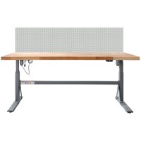 Höhenverstellbare Werkbank Giant Rhino mit Lochplatte HxBxT 70-117x200x75cm Traglast 300kg Staubgrau/Lichtgrau von PROREGAL - BETRIEBSAUSSTATTUNG ZUM FAIREN PREIS