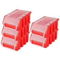 SuperSparSet 5x Sichtlagerbox 2 mit Deckel HxBxT 7,5x11,6x16,1cm Polypropylen Rot - Rot von PROREGAL - BETRIEBSAUSSTATTUNG ZUM FAIREN PREIS