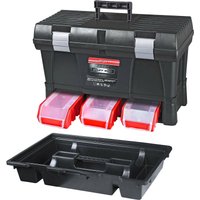 Werkzeugkoffer Pro mit trittfestem Deckel HxBxT 32,5x52,5x25,5cm Polypropylen Schwarz/Rot - Schwarz von PROREGAL - BETRIEBSAUSSTATTUNG ZUM FAIREN PREIS