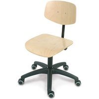 Spindelstuhl Arlington mit kleiner pendelnder Rückenlehne Sitzhöhe 43-56cm ø 63cm Tragfähigkeit 110kg Buche-Sitz Kunststoff-Fußkreuz mit Rollen Buche von PROREGAL - INDIVIDUELLE BÜRO- &BETRIEBSAUSSTATTUNG