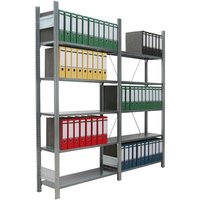 Aktenregal falke Stecksystem für Standard-Ordner Grundregal Tall HxBxT 200x88x30cm 5 Ordnerebenen Fachlast 80kg Einseitig nutzbar Verzinkt - Verzinkt von PROREGAL - MADE IN GERMANY