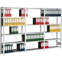 Büro-Fachbodenregal falke Stecksystem Grundregal Tall HxBxT 200x101x30cm 6 Stahlfachboden Einseitig nutzbar Lichtgrau - Lichtgrau von PROREGAL - MADE IN GERMANY