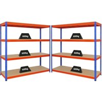 Mega Deal 2x Profi Schwerlastregal bison HxBxT 180x180x60cm 4 Fachböden Fachlast 600kg Blau-Orange - Blau-Orange von PROREGAL - PREIS-/LEISTUNGSSIEGER