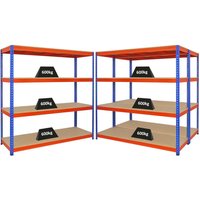 Mega Deal 3x Profi Schwerlastregal BISON HxBxT 180x180x60cm 4 Fachböden Fachlast 600kg Blau-Orange - Blau-Orange von PROREGAL - PREIS-/LEISTUNGSSIEGER