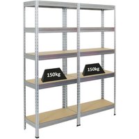 Mega Deal 2x Schwerlastregal Rivet HxBxT 180x75x35 cm Fachlast 150kg Verzinkt - Verzinkt von PROREGAL - PREISWERTE QUALITÄT