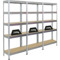 Mega Deal 3x Schwerlastregal Rivet HxBxT 180x75x35 cm Fachlast 150kg Verzinkt - Verzinkt von PROREGAL - PREISWERTE QUALITÄT