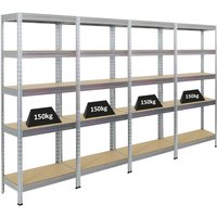 Mega Deal 4x Schwerlastregal Rivet HxBxT 180x75x35 cm Fachlast 150kg Verzinkt - Verzinkt von PROREGAL - PREISWERTE QUALITÄT