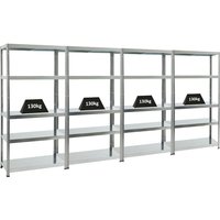 Proregal Mega Deal 4x Schwerlastregal Steel Eagle HxBxT 180x90x40 cm Fachlast 130kg Verzinkt - Verzinkt von PROREGAL - PREISWERTE QUALITÄT